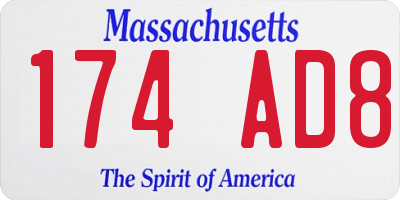 MA license plate 174AD8