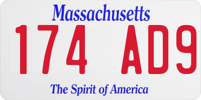 MA license plate 174AD9