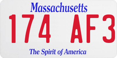 MA license plate 174AF3