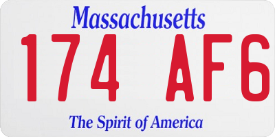 MA license plate 174AF6