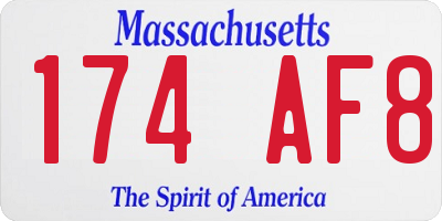 MA license plate 174AF8