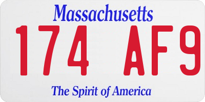 MA license plate 174AF9