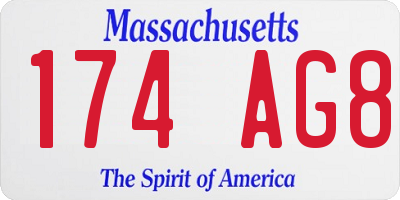 MA license plate 174AG8