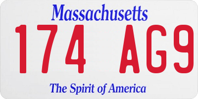 MA license plate 174AG9