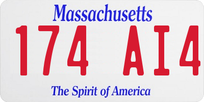 MA license plate 174AI4