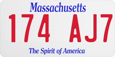 MA license plate 174AJ7