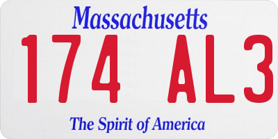MA license plate 174AL3