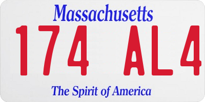 MA license plate 174AL4