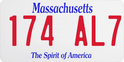 MA license plate 174AL7