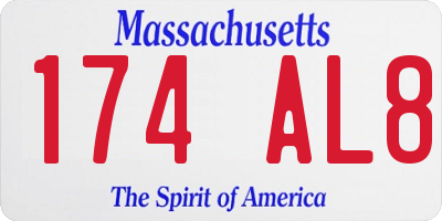 MA license plate 174AL8