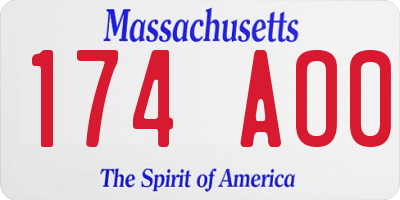 MA license plate 174AO0
