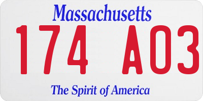 MA license plate 174AO3