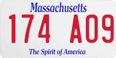 MA license plate 174AO9