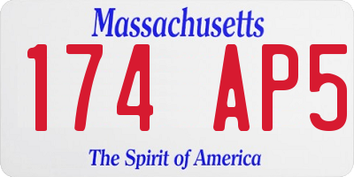 MA license plate 174AP5