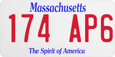 MA license plate 174AP6