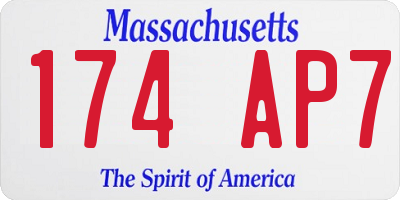 MA license plate 174AP7