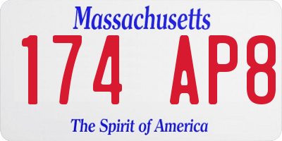 MA license plate 174AP8
