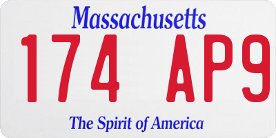 MA license plate 174AP9