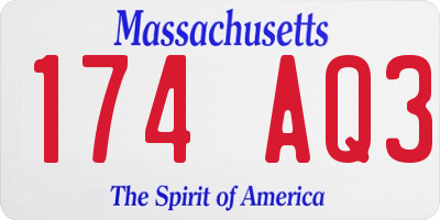 MA license plate 174AQ3