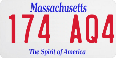 MA license plate 174AQ4