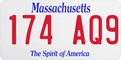 MA license plate 174AQ9