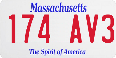 MA license plate 174AV3