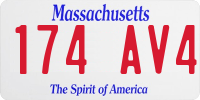 MA license plate 174AV4