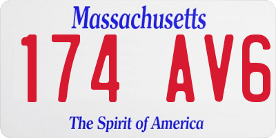 MA license plate 174AV6