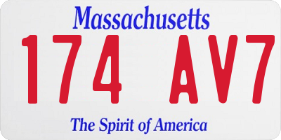MA license plate 174AV7
