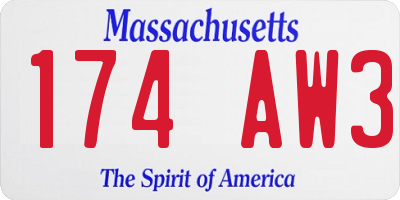 MA license plate 174AW3