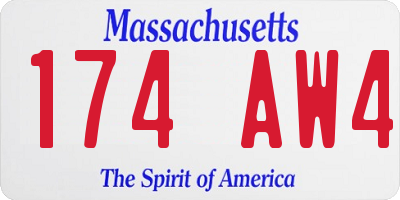 MA license plate 174AW4