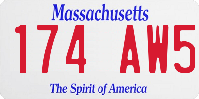 MA license plate 174AW5