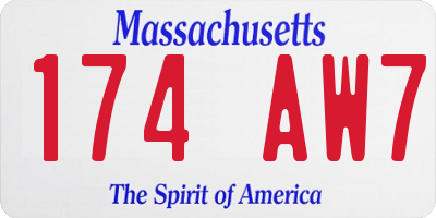 MA license plate 174AW7