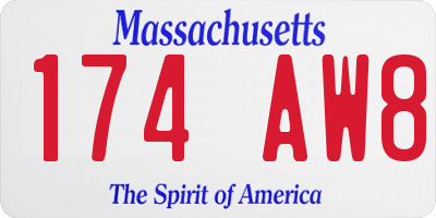 MA license plate 174AW8