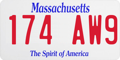 MA license plate 174AW9