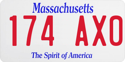 MA license plate 174AX0