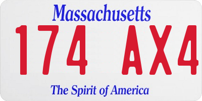 MA license plate 174AX4