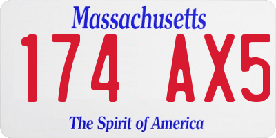 MA license plate 174AX5