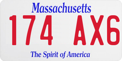MA license plate 174AX6