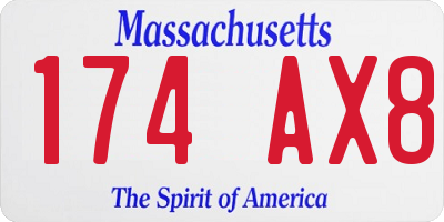 MA license plate 174AX8