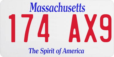 MA license plate 174AX9