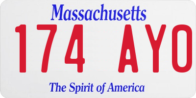 MA license plate 174AY0