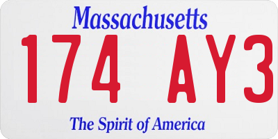 MA license plate 174AY3