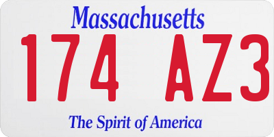 MA license plate 174AZ3