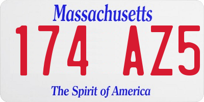 MA license plate 174AZ5