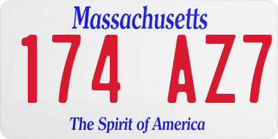 MA license plate 174AZ7