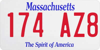 MA license plate 174AZ8