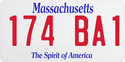 MA license plate 174BA1