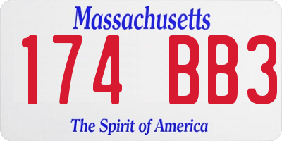 MA license plate 174BB3