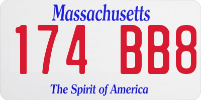 MA license plate 174BB8